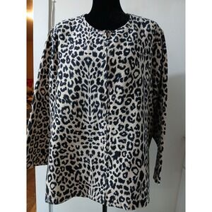 CD Daniels Women Leopard Print Zipper Jacket Suede Like 2X